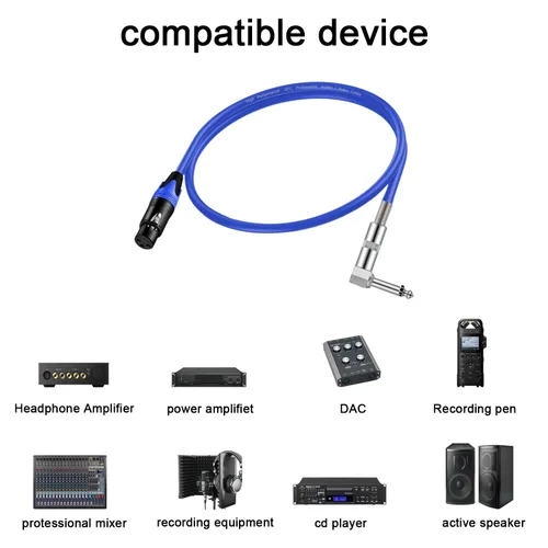 Miniatura 4 de (2 unidades/1.5 pies) XLR hembra a 1/4 TS ángulo recto, cable de micrófono hembra de 1/4 TS a XLR hembra, para mezclador de micrófono, instrumentos