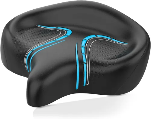 Miniatura 12 de BLUEWIND Asiento de bicicleta de gran tamaño, asiento de bicicleta ancho, diseño de respaldo novedoso para bicicleta eléctrica, ajuste universal