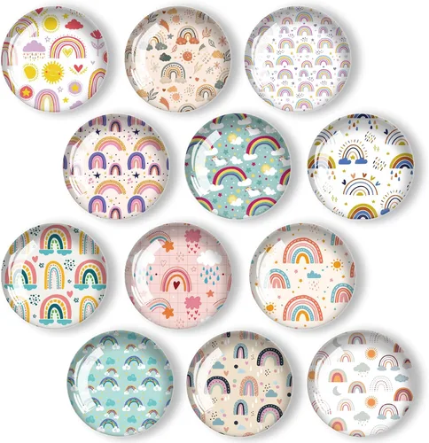 Miniatura 12 de 12 imanes de pájaros para refrigerador, imán redondo magnético de vidrio para decoración de nevera para taquilla, oficina escolar, pizarra blanca