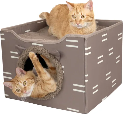 Miniatura 14 de Kitty City Muebles de cubo para gatos de interior, cubo gris A) Cubo de gato (gris)