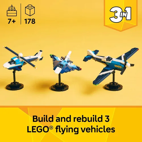 Miniatura 2 de LEGO Creator 3 en 1 Avión de Carrera de Aviones Juguete - Juguete de Construcción con 3 Opciones de Construcción, Avión, Avión de Caza o Helicóptero