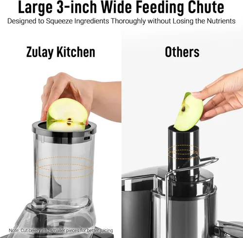 Miniatura 8 de Zulay Kitchen Exprimidor de prensa en frío – Exprimidor de masticación lenta de alto rendimiento de jugo con canal de alimentación extra ancho
