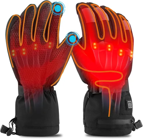 Guantes térmicos para hombre con batería 7.4 V 4000 mAh recargable, guantes eléctricos para esquí, motocicleta, pantalla táctil, impermeable, cálido