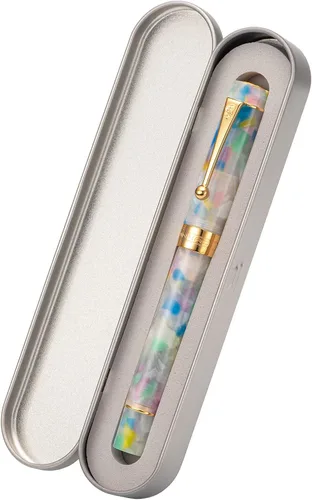 Miniatura 4 de Jinhao 100 - Pluma estilográfica de estilo clásico en celuloide, instrumento de escritura suave con punta #6, juego de pluma con convertidor