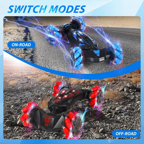 Miniatura 3 de Auto de acrobacias RC, auto de juguete con control remoto de 2.4 GHz, 4WD, con sensor de gestos, vehículos de doble cara, vehículo todo terreno que