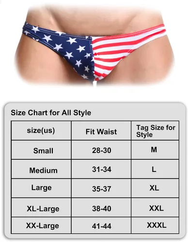Miniatura 5 de Evankin Ropa interior sexy con tanga de bandera estadounidense para hombre