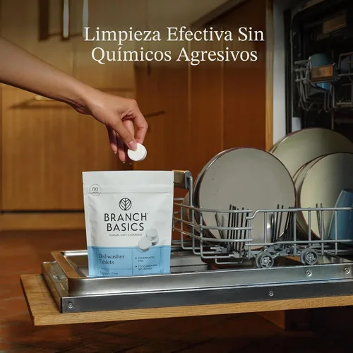 Miniatura 7 de Branch Basics Tabletas para lavavajillas – 60 unidades Sin plástico, sin fragancia, seguras para humanos, reemplazo de cápsulas de lavavajillas