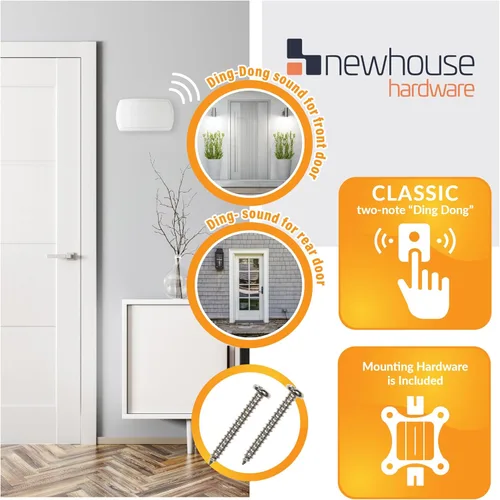 Miniatura 5 de Newhouse Hardware CHM24V Blanco 24-Voltio Timbre de puerta con cable Timbre eléctrico para hogares Timbres de puerta con cable con melodía
