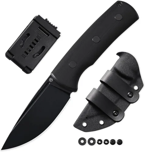 Petrified fish PFP01F Beluga Cuchillo de hoja fija, hoja de satén N690 de 3.62 pulgadas, cuchillo de hoja fija G10/Micarta de 5.85 onzas para Negro