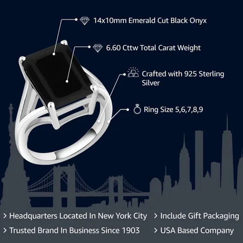 Miniatura 2 de Gem Stone King Anillo de compromiso solitario con piedra preciosa de corte esmeralda de 0.551 x 0.394 in para mujer, plata de ley 925, anillo