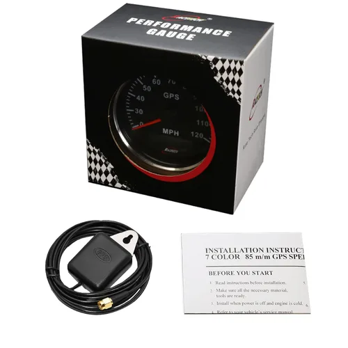Miniatura 8 de RACETECH 85mm (3-3/8") 120 MPH Velocímetro GPS eléctrico - Esfera negra con LED de 7 colores, impermeable, aro de acero inoxidable, 12V/24V