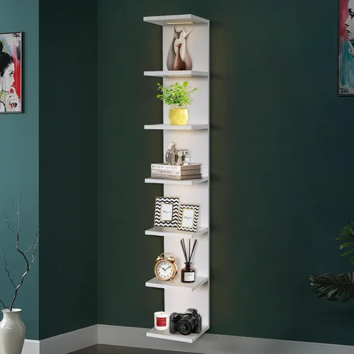 Miniatura 10 de VIWODS Estante de pared de 4 niveles con luces LED, estante flotante para decoración del hogar, estante vertical montado en la pared