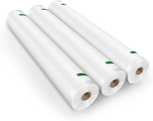 MAGIC SEAL Bolsas selladoras al vacío, 3 rollos de bolsas texturizadas de sellado al vacío de 10 pulgadas x 16.4 pies para almacenamiento de
