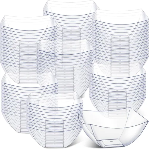 Miniatura 14 de Sliner 100 Piezas Cuencos de Plástico Cuadrados 8 oz Cuencos de Servir de Plástico Desechables Contenedores de Chips para Fiestas, Contenedores