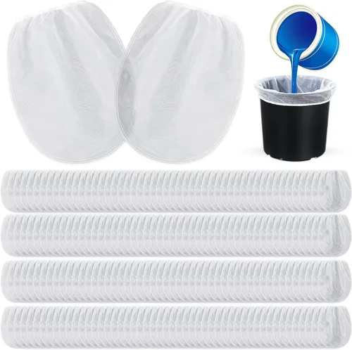 Miniatura 13 de Boao Bolsas de filtro de pintura, bolsas de filtro de pintura de malla fina blanca, filtro de cubo desechable con parte superior elástica