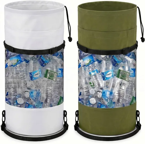 Miniatura 11 de Paquete de 2 accesorios portátiles para barcos, bolsas de basura de malla, contenedor de basura para barco, kayak, cámper, pesca, cabina, Blanco
