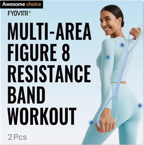 Bandas de resistencia mejoradas de figura 8, bandas de silicona sin olor, sin polvo. Alta elasticidad para entrenamientos de brazos, espalda, 15