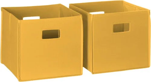 RiverRidge Contenedores de almacenamiento plegables con asas, color amarillo dorado, organizador de almacenamiento en cubo para closet, dormitorio y