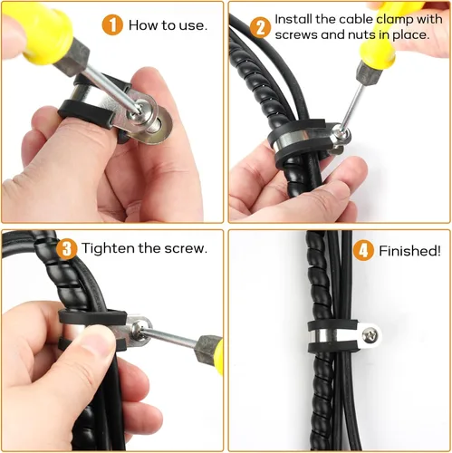 Miniatura 4 de 20 abrazaderas de cable de acero inoxidable 304 de 1/2 pulgada, abrazadera aislada acolchada de goma, abrazaderas de correa de tubería de conductos