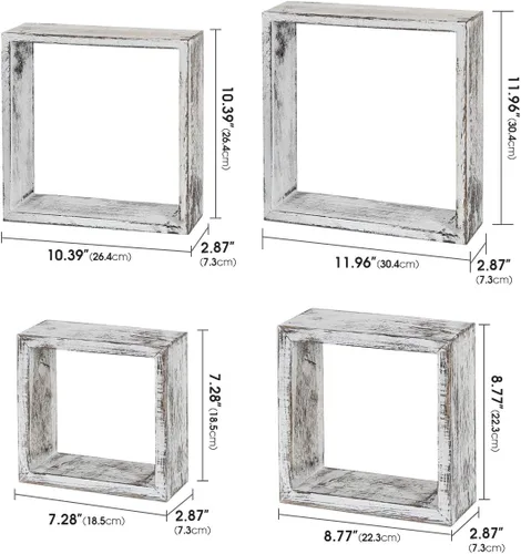 Miniatura 3 de J JACKCUBE DESIGN MK571C - Estantes cuadrados flotantes para colgar en la pared, estantes de madera rústica, cajas de sombra, decoración bohemia