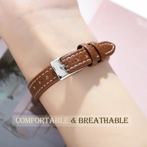 Miniatura 4 de TOOCAT Reloj de pulsera para mujer, ultrafino, elegante, simple, cuadrado, de cuarzo, con correa de cuero, 98.4 ft, impermeable, analógico