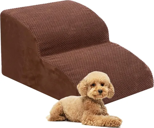Miniatura 13 de Escaleras para perros pequeños, rampa de espuma de alta densidad para perros, escalones extra anchos antideslizantes para camas altas o sofá