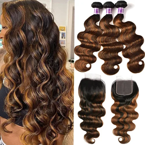 Miniatura 23 de UNice 4 manojos de cabello humano brasileño ondulado, 100% real, sin procesar, extensiones de cabello humano virgen, color negro natural, 20, 22