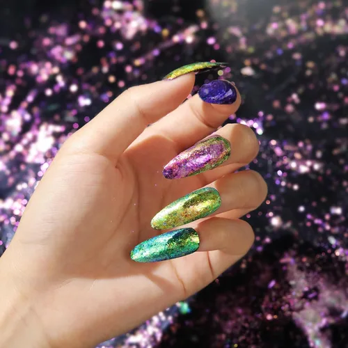 Miniatura 4 de LET'S RESIN Chameleon Chunky Flakes, suministros de resina, 8 colores intensos pigmentos en polvo para moldes de silicona, manualidades de resina