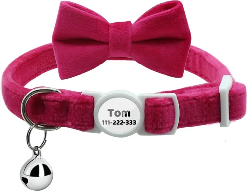 Miniatura 20 de Collares personalizados de gato con campana de lazo, liberación rápida, impresión HD, collares de gatito personalizados para niñas y niños