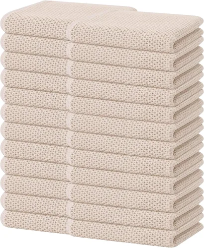 Miniatura 253 de Homaxy Paños de cocina de 100% algodón con tejido de gofre, ultra suaves, absorbentes, de secado rápido, 12 x 12 pulgadas, paquete de 6, amarillo