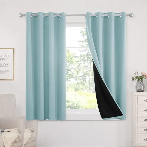 Miniatura 70 de Deconovo Cortinas 100% opacas, cortinas de ventana con aislamiento térmico, paneles reductores de ruido, cortinas de forro negro, con ojales