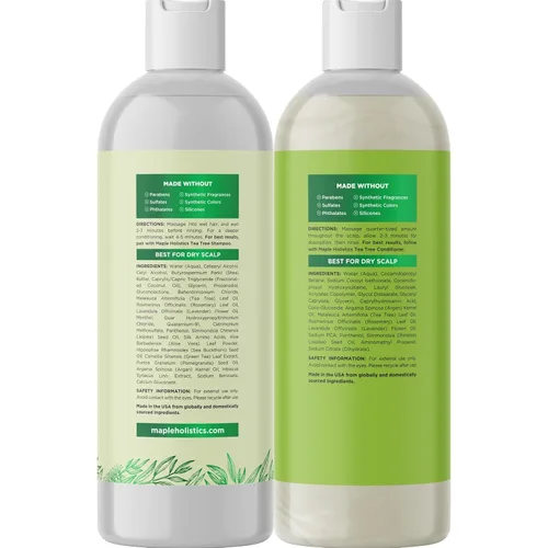 Miniatura 5 de Juego de champú y acondicionador de árbol de té, champú y acondicionador clarificante sin sulfato para el cuidado del cabello graso y el cuero