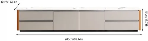 Miniatura 2 de TV Stand Home Audio-Visual Cabinet Living Room Entertainment Center Leather Storage Cream Style Floor TV Stand for Bedroom(200 * 40 * 45cm)