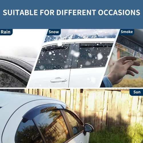 Miniatura 4 de 4 piezas de protectores de lluvia para ventanas y deflectores de viento para Honda Civic de 4 puertas sedán, 1996-2000, para montaje exterior