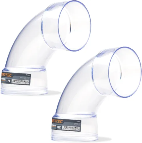 Miniatura 10 de POWERTEC 70336-P2 2-1/2" OD 90 grados Codo - Conector colector de polvo de plástico ABS (transparente), paquete de 2