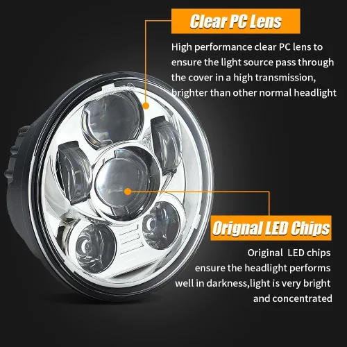 Miniatura 2 de 5-3/4 5.75 pulgadas LED faro delantero de motocicleta compatible con Harley Davidson Sportster Dyna Low Rider Street Bob lron 883 1200 Softail Wide