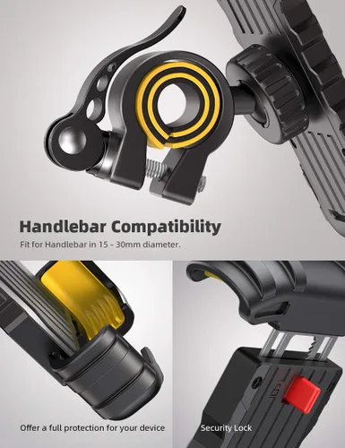 Miniatura 8 de Lamicall Soporte para teléfono de bicicleta + extensor de manillar de bicicleta