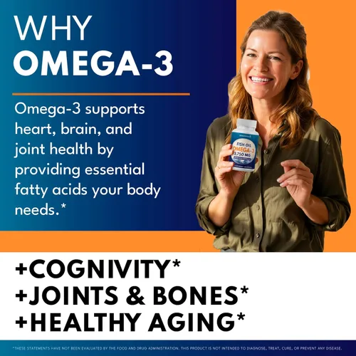 Miniatura 3 de Aceite de pescado Omega 3 Triple Strength 3750 mg - EPA y DHA - Más de 3000 mg de ácidos grasos omega-3 - 1350 mg EPA + 900 mg DHA - Los mejores