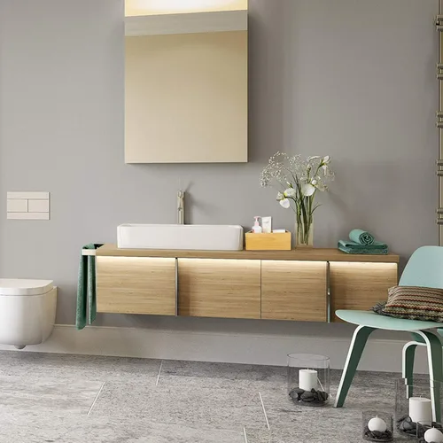 Miniatura 7 de Un organizador de madera de pino seleccionado, caja abierta, 4 paquetes, contenedor de almacenamiento de madera de 6 x 10 pulgadas con asa para baño