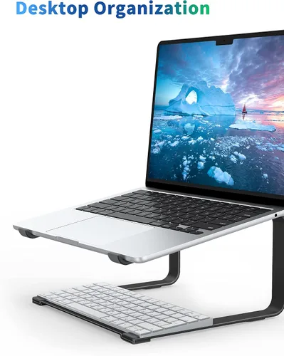 Miniatura 3 de SOUNDANCE Soporte de computadora portátil para escritorio, elevador ergonómico de metal para portátiles de 12 a 17.3 pulgadas, soporte de escritorio