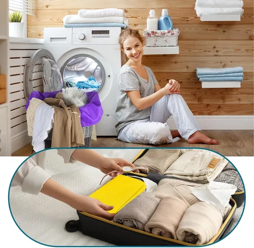 Miniatura 7 de Woanger Paquete de 12 bolsas de lavandería extragrandes de 28 x 45 pulgadas, lavables a granel, bolsa de lavandería de viaje con cierre de cordón