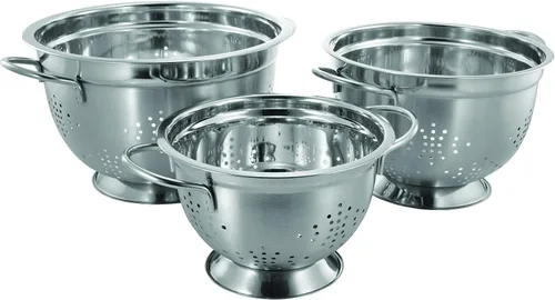 Miniatura 4 de Uniware Colador profesional de acero inoxidable estilo alemán, plateado, resistente (5 cuartos de galón)