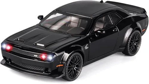 OANMYJJO Autos de juguete para niños 1/32 Challenger Hellcat - Autos de juguete de metal fundido a presión, auto Hellcat con luz y música, auto de