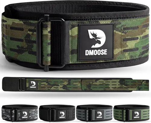 Miniatura 10 de DMoose Fitness Cinturón de levantamiento de pesas con bloqueo automático para hombres y mujeres, cinturón de nailon de 4 pulgadas para sentadillas