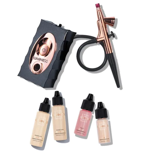 Luminess Air Icon - Sistema de aerógrafo de maquillaje y kit de base de 4 piezas, cobertura justa, aplicación rápida, fácil y duradera, incluye base
