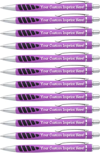 ExpressDesigns™ - Su nombre o huella en nuestro bolígrafo Addison impreso personalizado - Agarre de goma para escribir comodidad y control, tinta