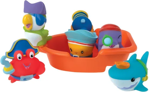 Miniatura 11 de Nuby Juguetes interactivos de baño suaves y apilables de animales de granja, juego interactivo de 8 piezas, juego interactivo para desarrollo