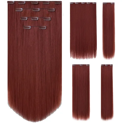 Miniatura 17 de Extensión de cabello negro oscuro, extensiones de cabello con clip, de 18 pulgadas, ondulado, sintético, 5.5 onzas, HSPCYGG de 22 pulgadas, cabello