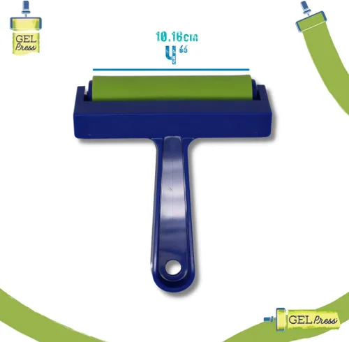 Miniatura 2 de Brayer de goma Gel Press de 4 pulgadas, para grabado, álbumes de recortes, manualidades de papel, decoración del hogar y más, azul y verde