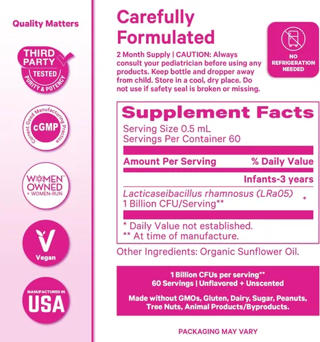 Miniatura 6 de Pink Stork Gotas probióticas para bebés, probióticos para recién nacidos, bebés y niños pequeños para ayudar a la digestión y el estreñimiento